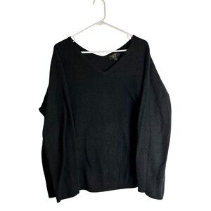 Charter Club Luxury Black V-Neck 100% Cashmere Sweater Large